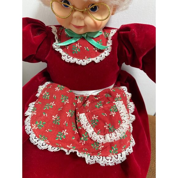 VINTAGE Mrs Claus Plush by Matrix Industries Velvet Red Dress Sits Christmas - Picture 3 of 8